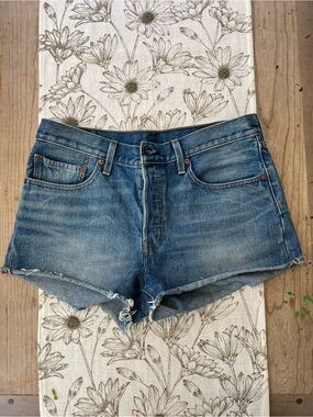 Levi's 501 Women's Faded Blue Denim Cutoff Shorts size 30